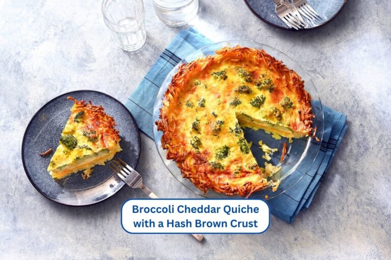Broccoli Cheddar Quiche with a Hash Brown Crust