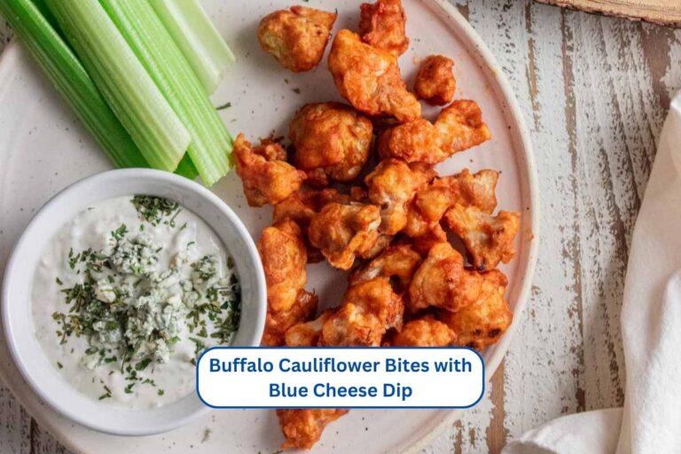 Buffalo Cauliflower Bites with Blue Cheese Dip