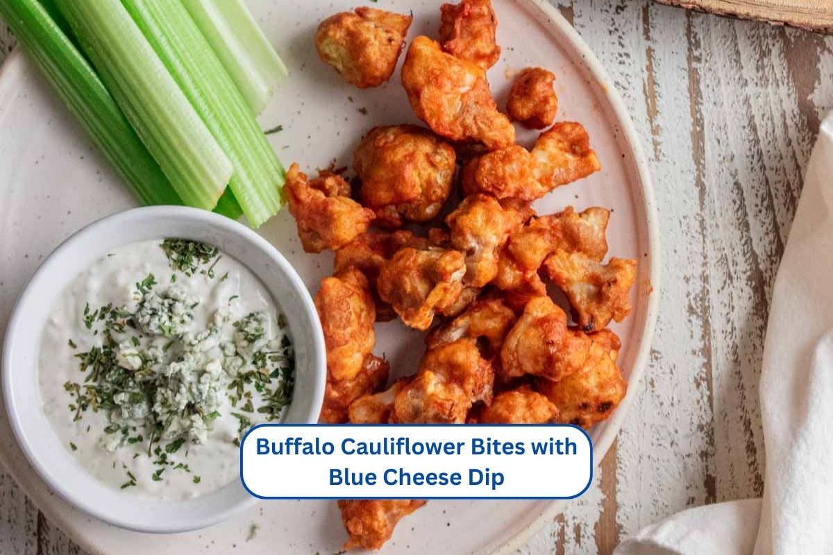 Buffalo Cauliflower Bites with Blue Cheese Dip