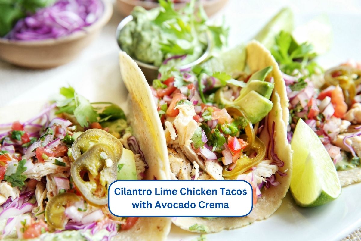 Cilantro Lime Chicken Tacos with Avocado Crema